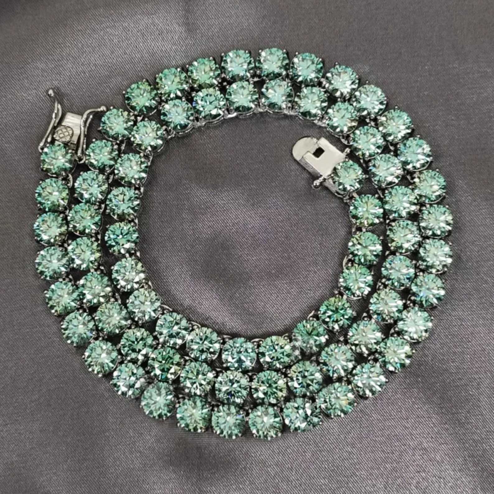 Pass Diamond Tester Hip Hop Tennis Chain Link Custom 4mm 5mm 6mm Round Cut VVS Blue Green Moissanite Tennis Bracelet Necklace