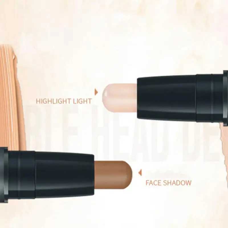 2-in-1 contour bronze stick double headed high gloss repair stick facial contour nose shadow pen durable waterproof facial makeupW250217