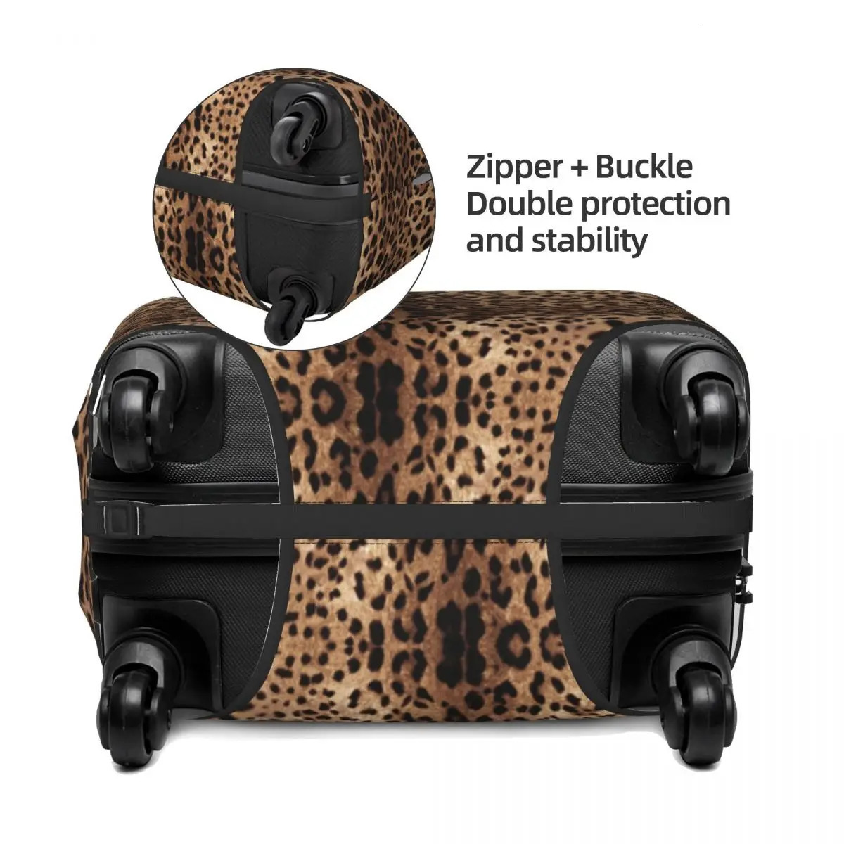 Custom Leopard Print Travel Luggage Cover Elastic Animal Skin Suitcase Cover Protector Fit 18-32 Inch 250214