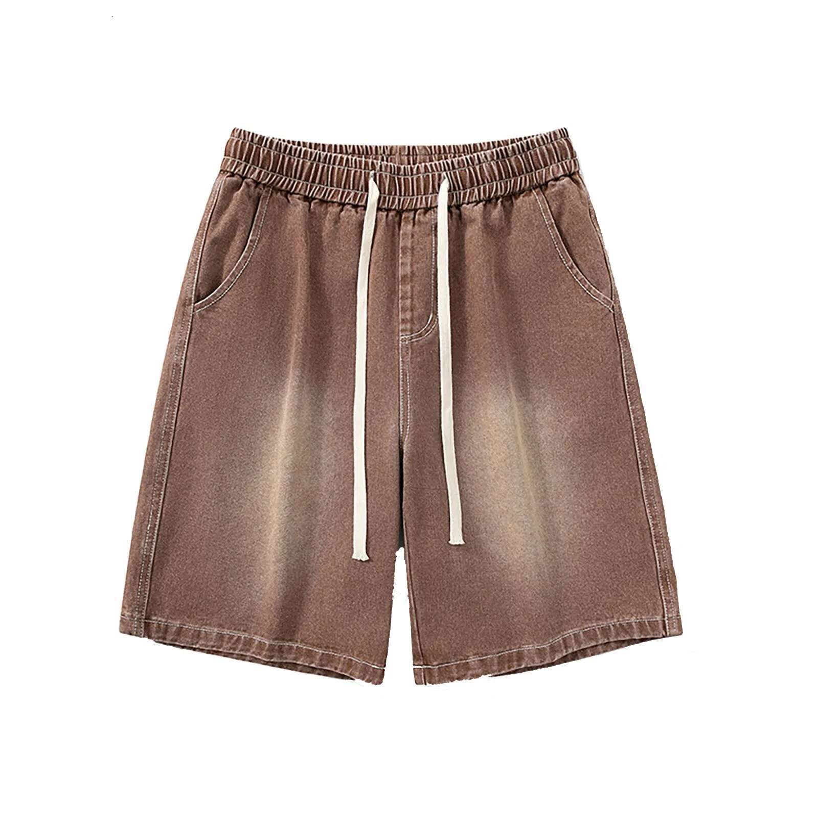 Men's Designer Shorts With Drawstring Waistband Loose Fit Paired With American Retro Street Washed Jeans For Outdoor Casual Running And High-qual