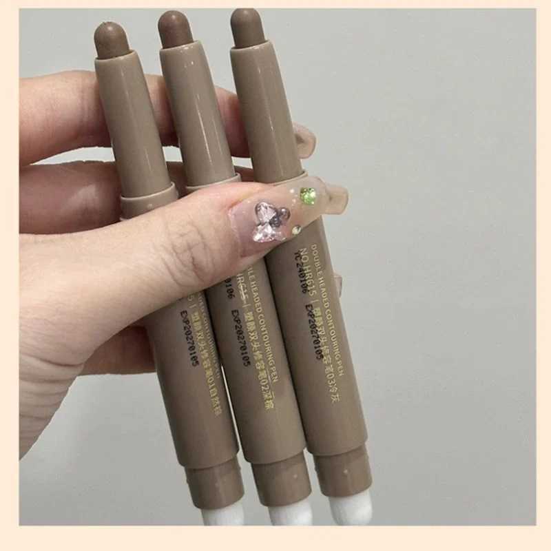Double Head Contour Stick Bronzer with Brush Face Nose Shadow Cream Contour Pen Waterproof Lasting Contouring Makeup CosmeticsW250217