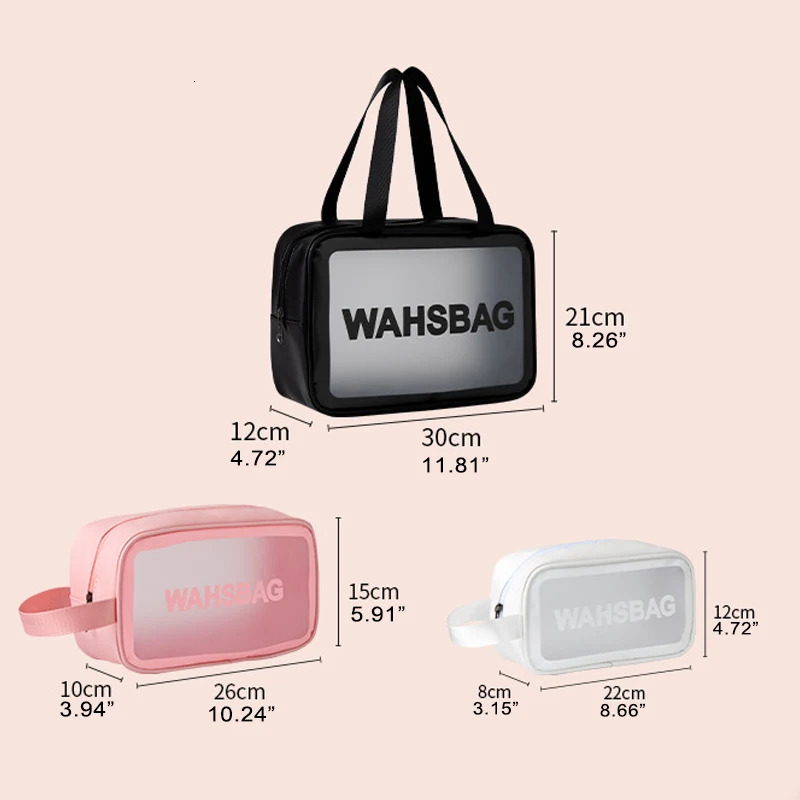 Waterproof Cosmetic Bag Portable Large Capacity Transparent Wash Travel PVC Scrub Cosmetics Storage PU Swimming 250213
