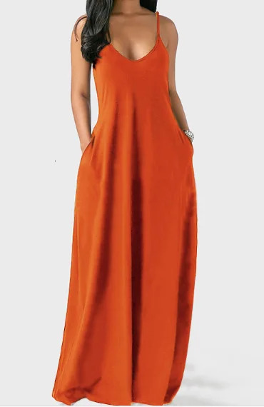 2024 European and American Summer Plus Size Womens Solid Color Sexy Deep V Strap Dress 250214