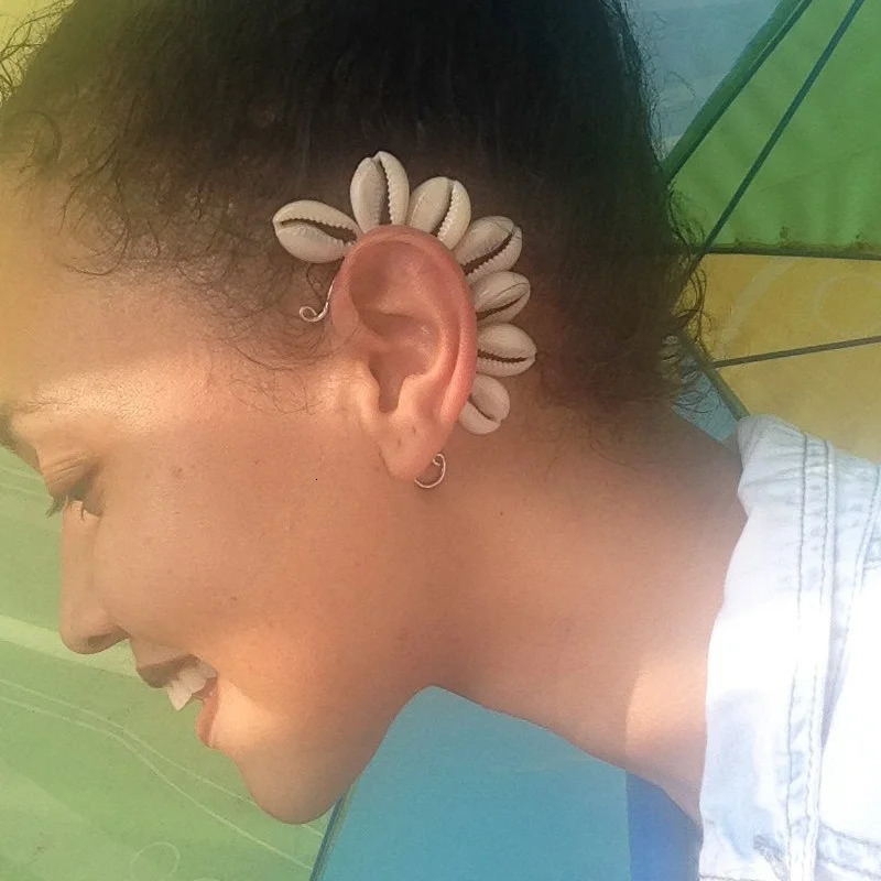 Shell Elf Ear Hanging Bohemian style Handmade production Earrings for ladies Simple temperament Vacation Punk earring 250213