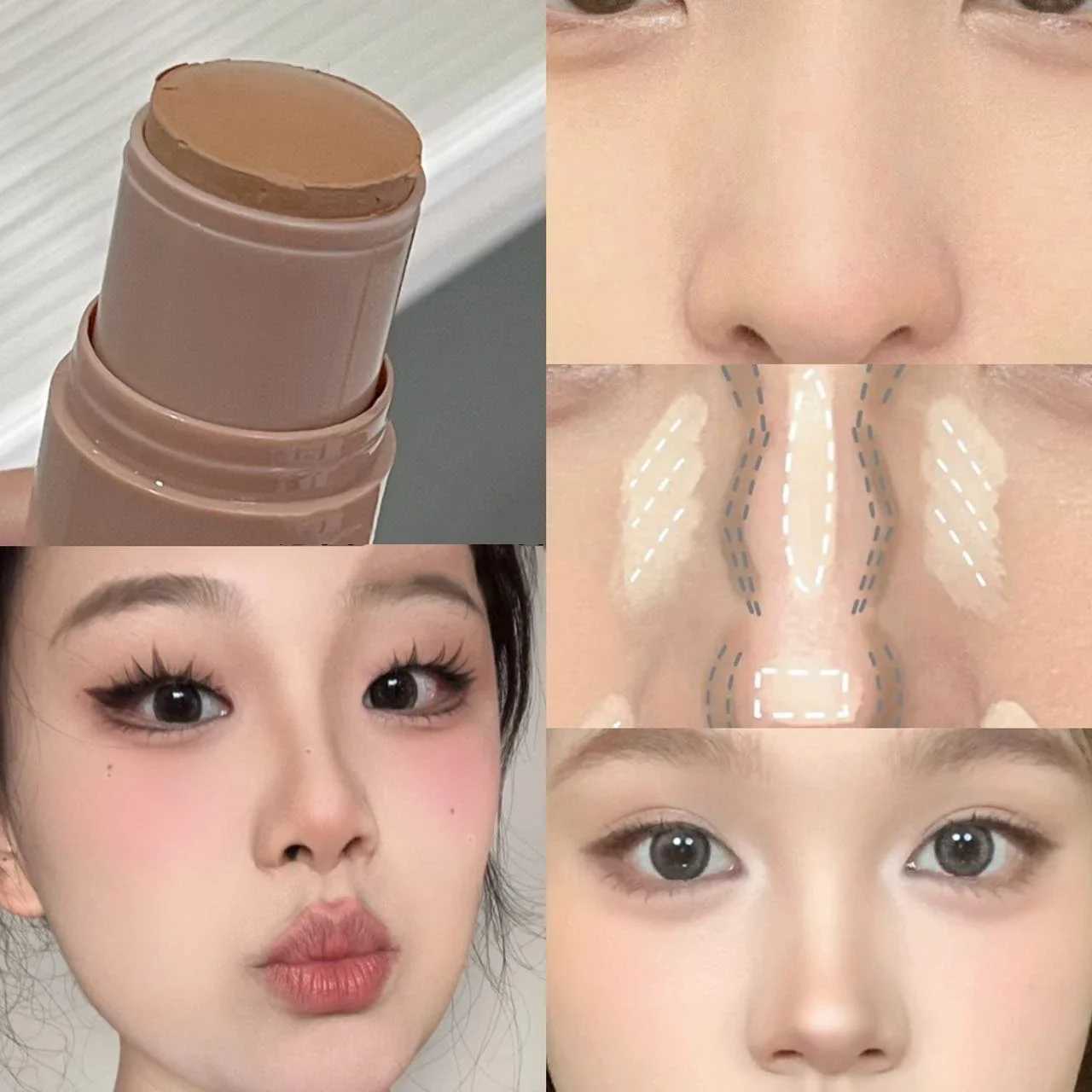 Natural brown outline highlight stick matte beige concealer gloss background nose shadow 3D facial makeupW250217