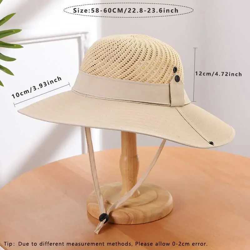 10cm wide Brim mens sun hat UPF 50+Boonie hat summer UV protection outdoor fishing hiking hat breathable mesh bucket hat W250217