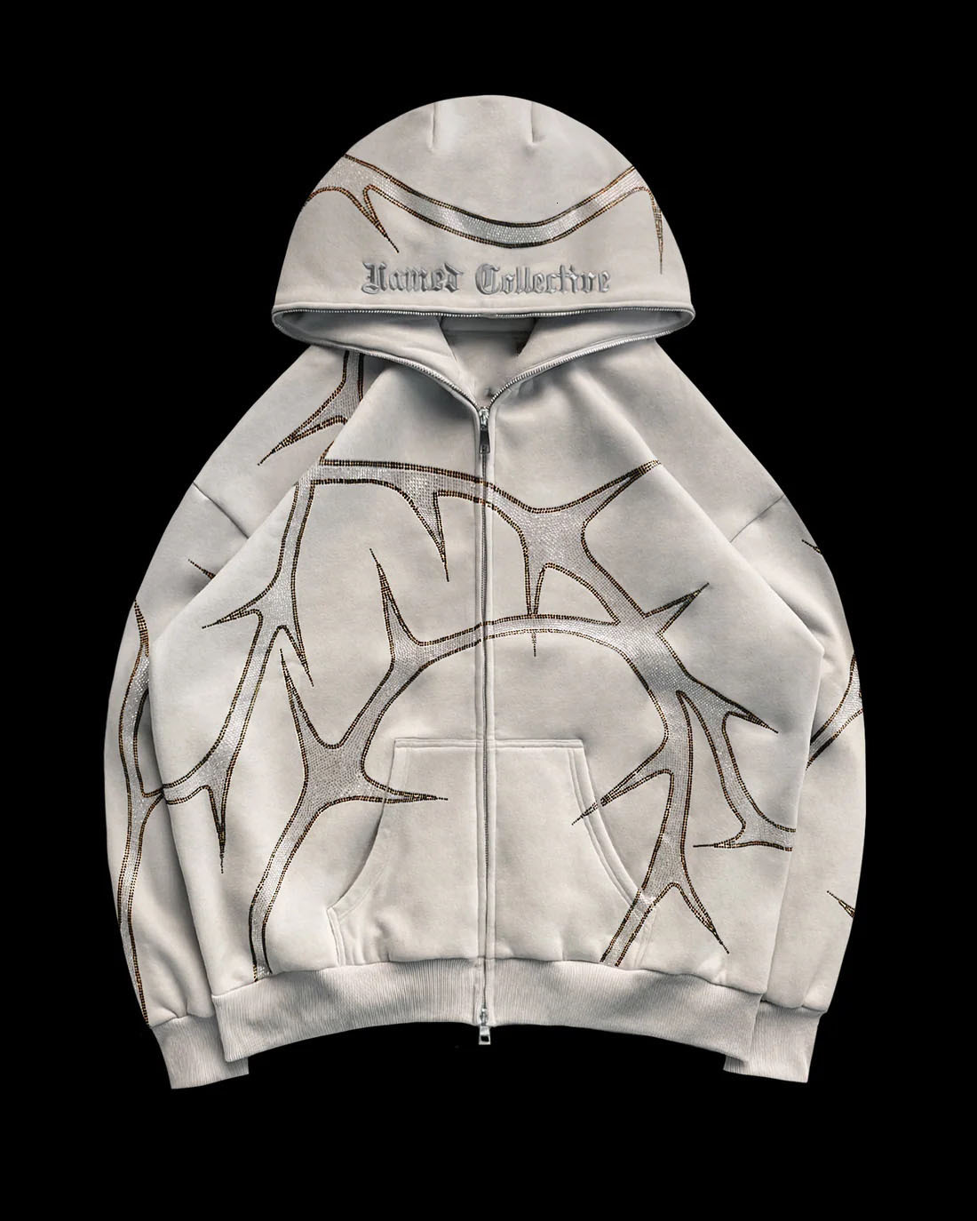 2025S designer printed with hot stamping diamond hooded cardigan full zipper loose fit men and women trendy brand hoodie jacket