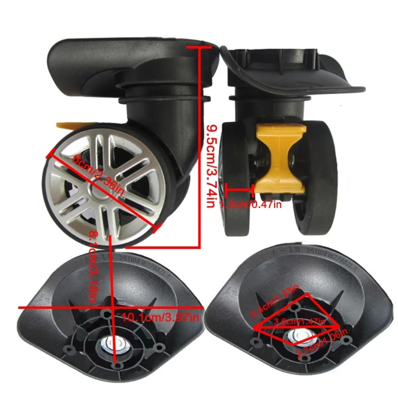 1 pair A19 Replacement Luggage Brake Wheels Repair Accessories Universal Luggage Mute Wheel for Travel Suitcase Luggage 250214