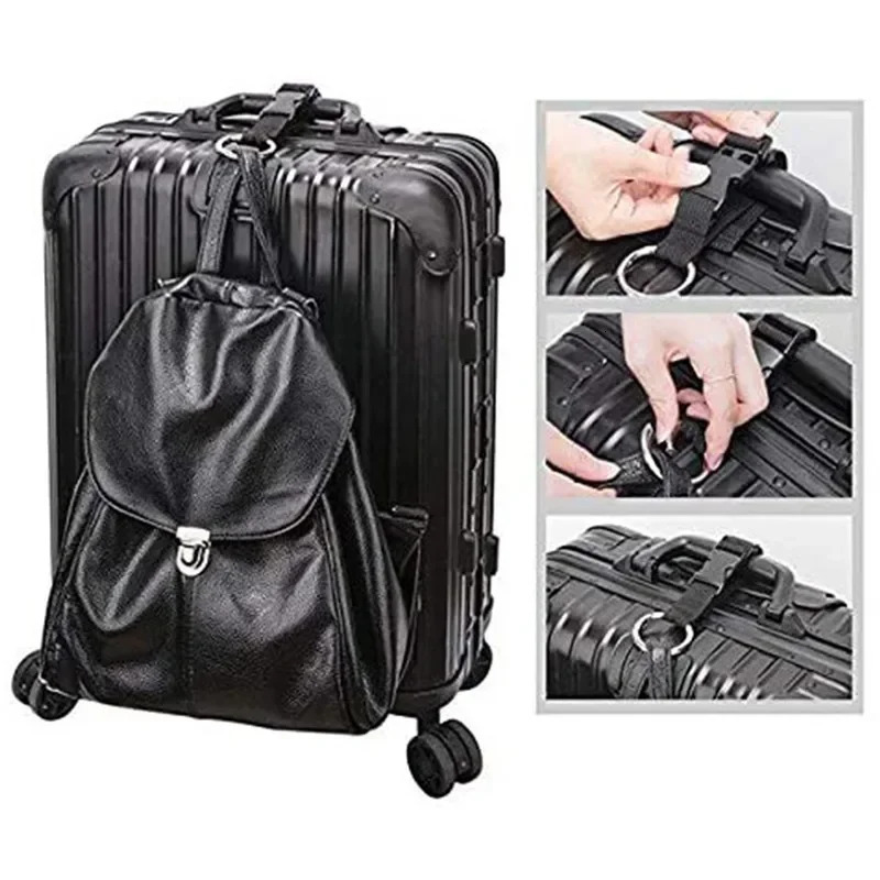 Holiday Travel Portable Black Nylon Suitcase Hanging Bag with Zinc Alloy Hiking Buckle Strap with External Hook Strap 250214
