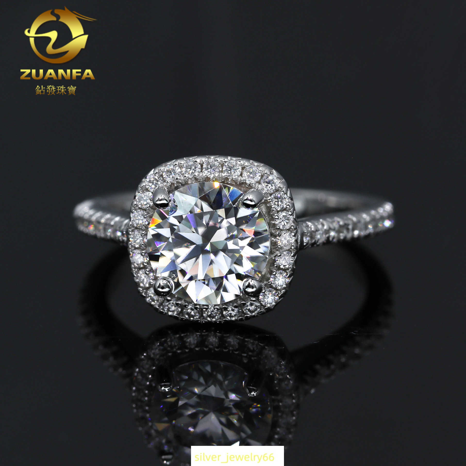 Wedding and proposal ring 925 silver moissanite round 2-carat high-end diamond ring accessory for girls