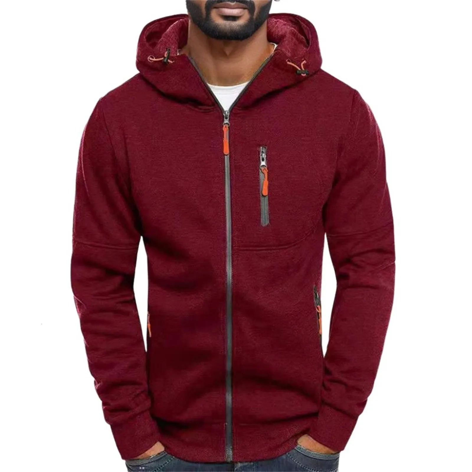 MenS Hooded Sweatshirt Autumn Winter Solid Soft Jacket Zipper Slim Casual Long Sleeve Coats For Man Warm Hoodie Ropa Hombre 250214