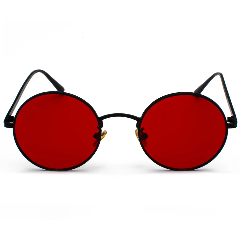 Kachawoo women sunglasses with red lenses round metal frame vintage retro glasses sun for men unisex birthday gifts 250214
