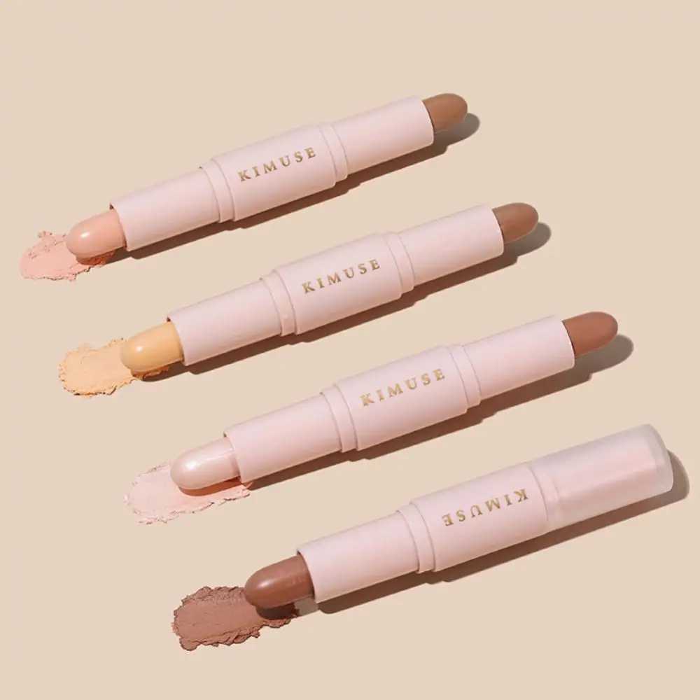 2-in-1 concealer high gloss stick natural stereo double head facial contour highlight shadow pen full cover durable waterproofW250217