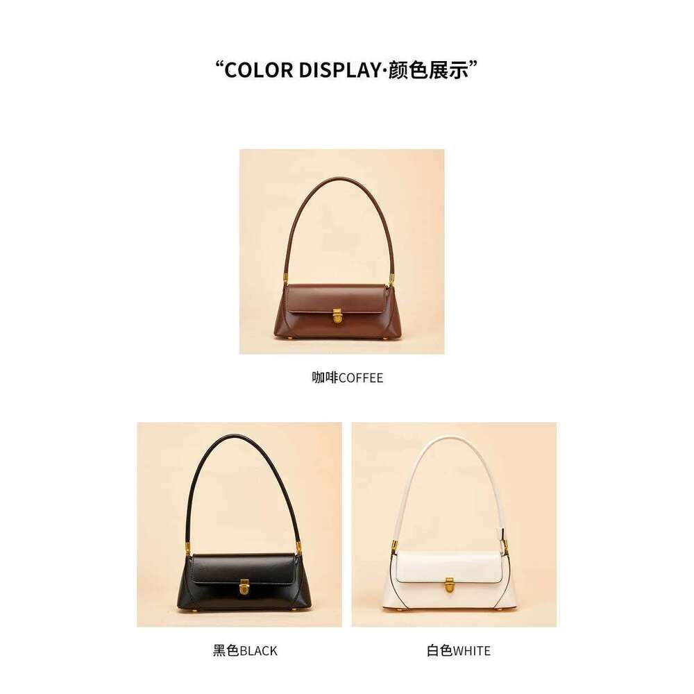 New Genuine Leather Second Layer Cowhide Quality Niche Baguette Premium Armpit Versatile Women's Shoulder Bag