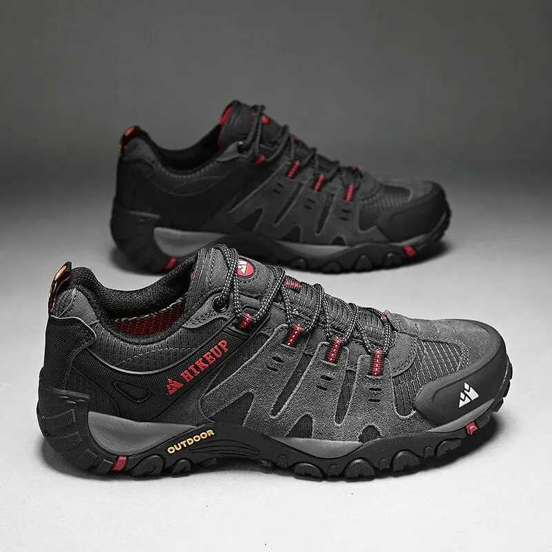 HIKEUP Mens Hiking Shoes Suede Leather Outdoor Shoes Wear-resistant Men Trekking Walking Hunting Tactical SneakersC250217