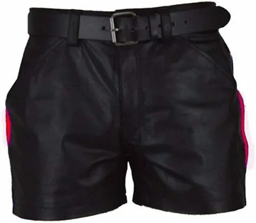 Solid Color PU Leather Pants Casual Mens Short Summer Fashion Trend Club Punk Style Shorts for Men 250214