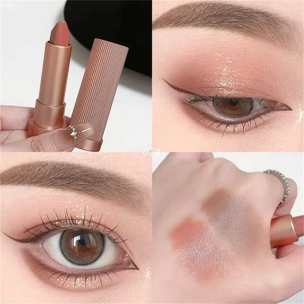 Gradient Double Color Glitter Eyeshadow Stick with Lazy Highlighter Eyeshadow Pen Contouring Brighten Waterproof Eye MakeupW250217