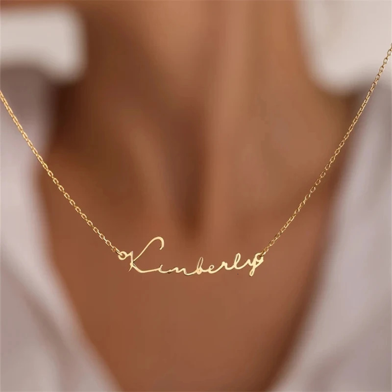 Customized Name Necklace Personalized Gold Stainless Steel Suitable for Women and Men Jewelry Couple Gifts 250210