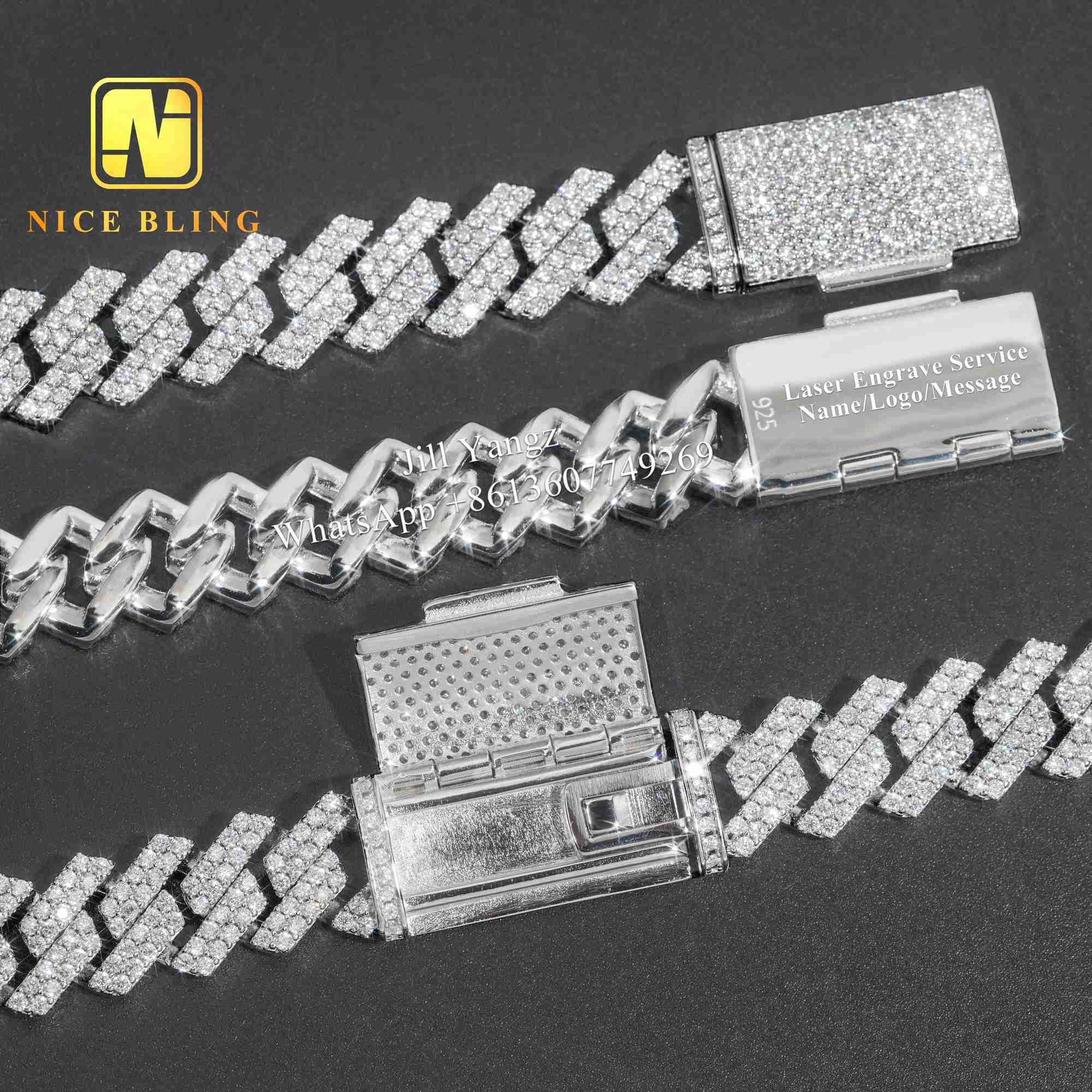 Ready Stocks 16 Year Cuban Chain Manufacturer 13mm Moissanite Diamond Hip Hop Iced Out Jewelry Necklaces 925 Sterling Silver