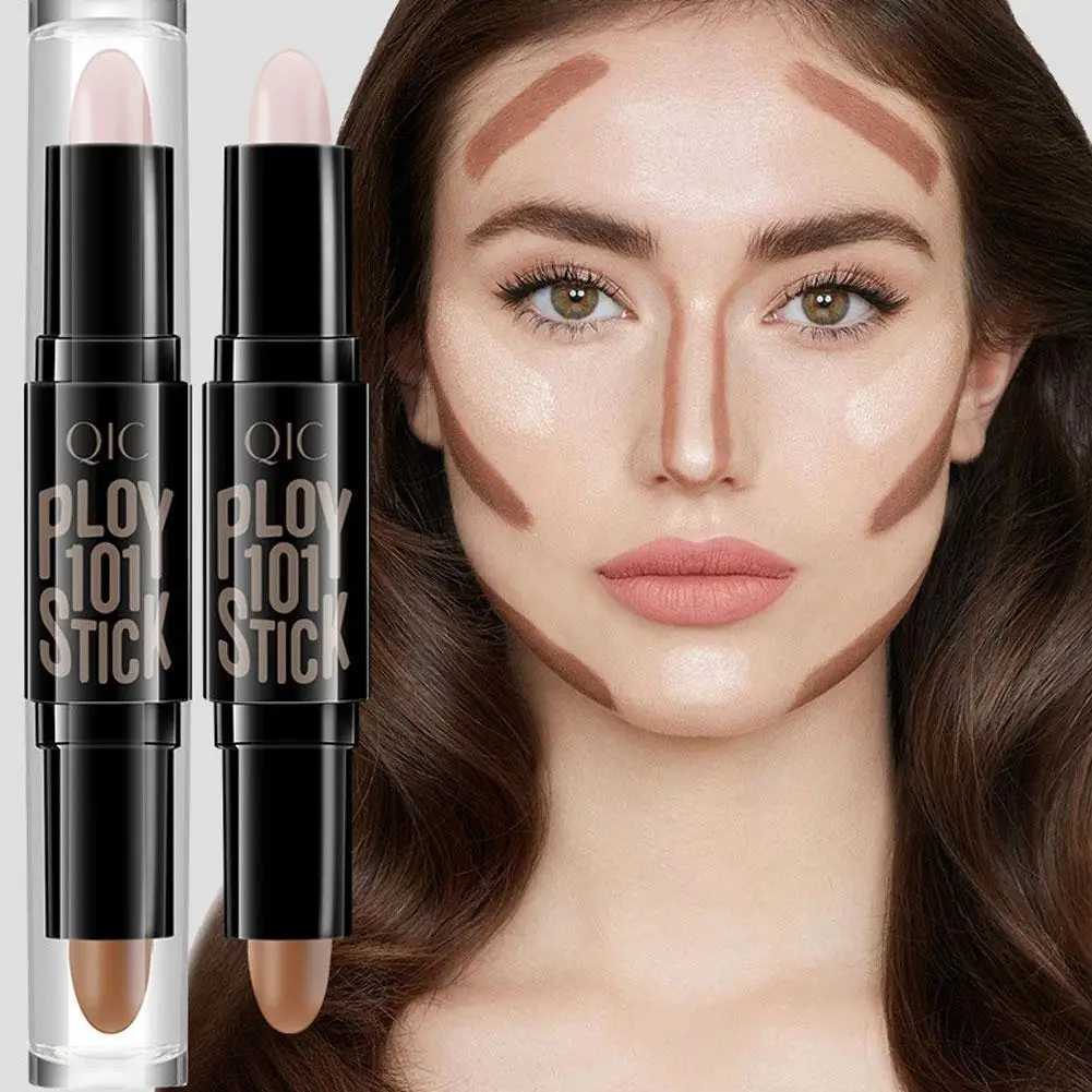 Double-head V Face Stick Highlighter Trimming Stick Shadow Pen High Gloss Stick Long-lasting Makeup Bronzer Concealer ContouringW250217