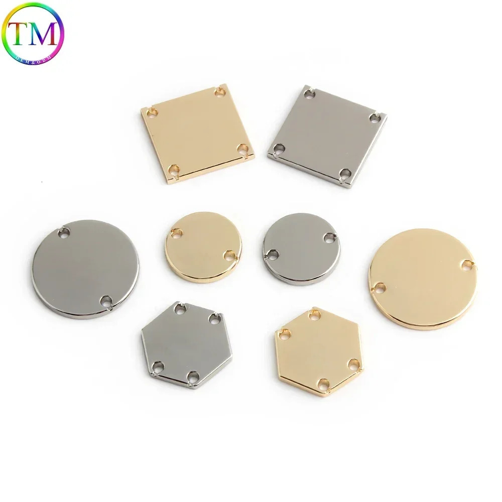 10-50-100PCS SquareHexagonRound Metal Printed Laser Sewing Labels For Pet Tags Bags Clothes Necklace Custom Name 250214