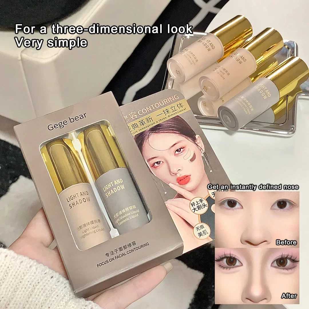 Liquid Light Contour Stick Matte Makeup High-gloss Nose Shadow Brightening Foundation Fluid Bronzers Highlighter Pen CosmeticsW250217