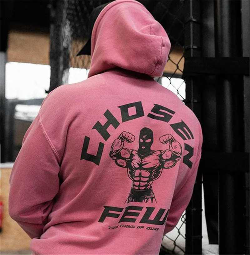Mens Spring Fitness Cotton Hoodie Fitness Shirt Jacket High Kangaroo Pocket Fitness Zipper M250217