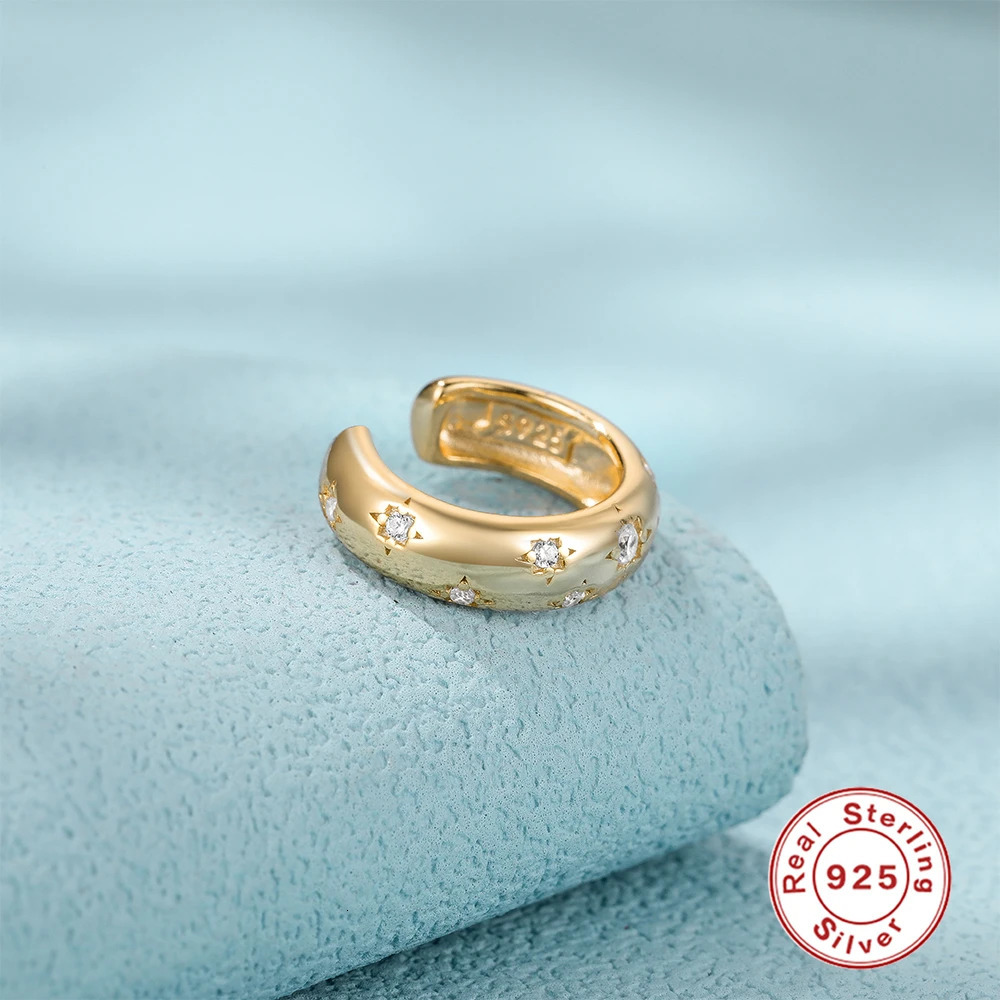 ROXI 925 Sterling Silver 9mm Cshaped Ear Cuff Micro Inlaid Zircon Clip Earrings For Women Men 1 Piece Earcuff Unpierce 250213