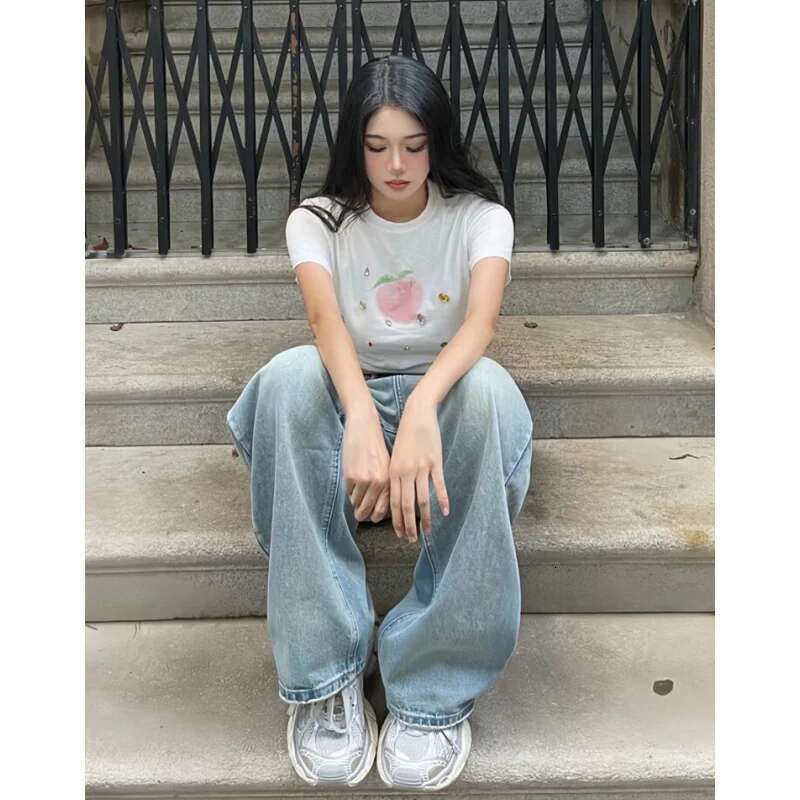 Women Jeans High Waist Fashion American Vintage Streetwear Y2k NEW Wide Leg Jean Female Trouser Baggy Denim Pants