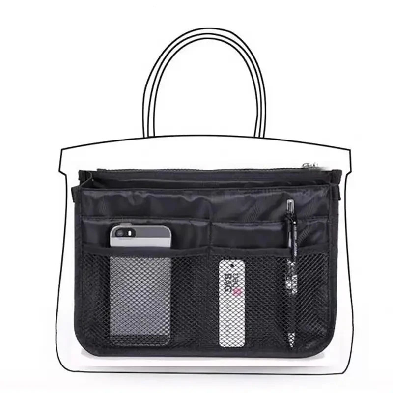 Organizer Insert Bag Women Nylon Travel Insert Organizer Handbag Purse Large liner Lady Makeup Cosmetic Bag Female Tote 250217