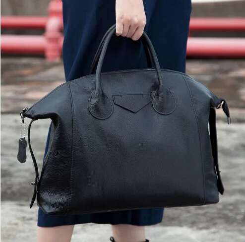 Genuine Leather Tote for Women Handbag Solid Color Vintage Shopper Purses Large Clutch Bag Female