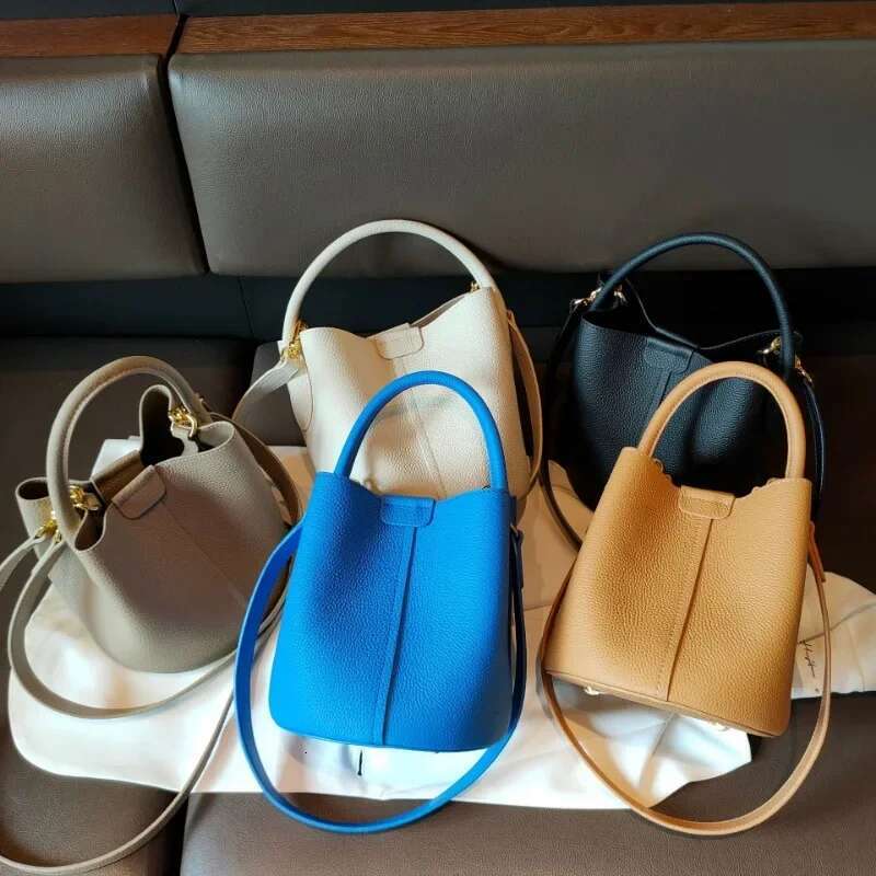 UBEL 2024 Brand New Women Shoulder Solid Fashion Bucket Crossbody Women's Minimalist Real Leather Bag For Work