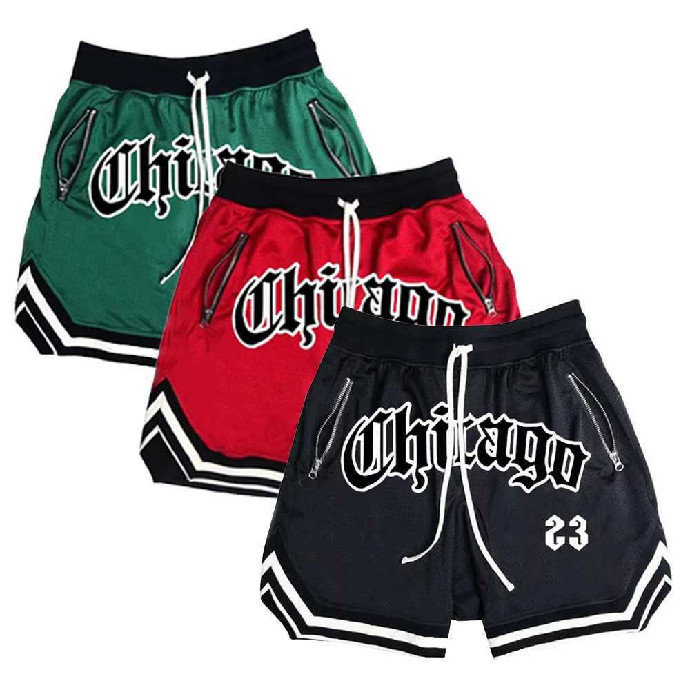Mens Sports Running Short Pants Chicago Printed Basketball Shorts Breathable Mesh GYM Fitness Training Five Points StreetwearT250310