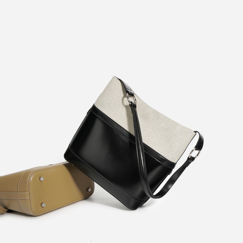 Bag 2025 Spring/Summer New Korean Versatile Commuter Women's Large Capacity Canvas Splicing Single Shoulder Underarm Bucket Bag