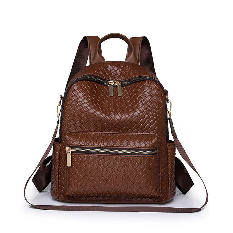 Shoulder Bag For Women New Korean Fashion Solid Color Soft Leather Womens Travel Backpack Large Capacity Student Book Bag Trendy