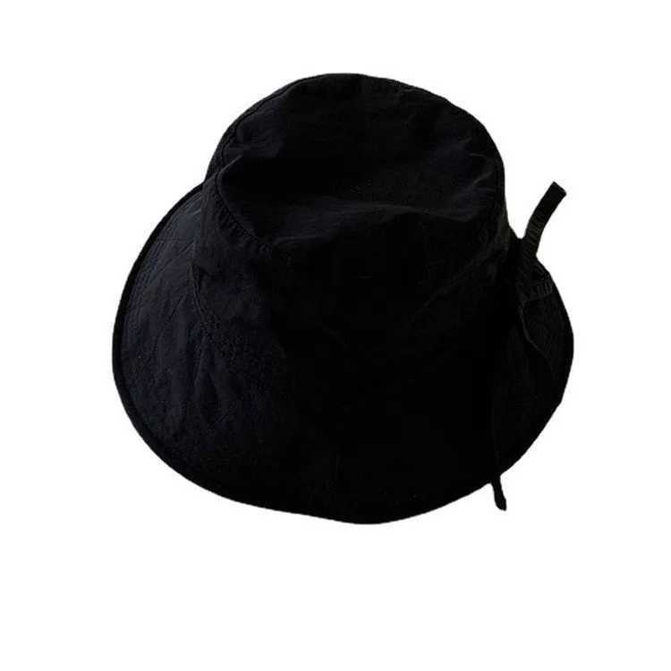 Lace-up Fisherman Hat Summer Adjustable Wide Brim Sunhat Women Bucket Hats Windbreak Windproof Rope Sunshade Basin Hat Panama W250217