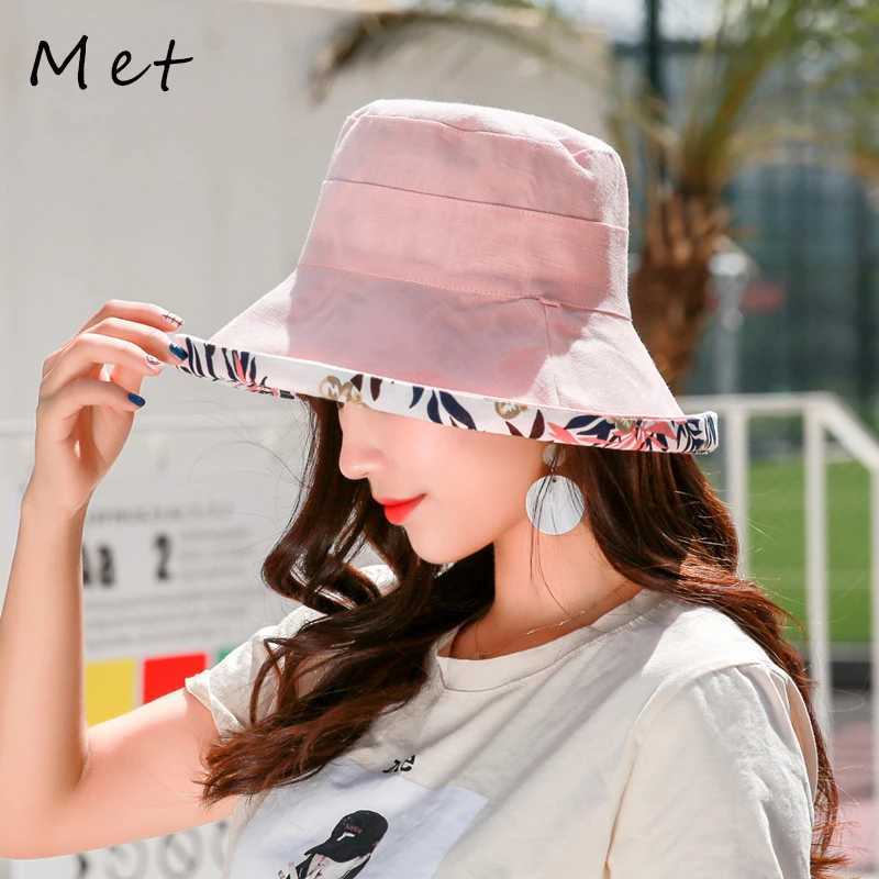 Womens Bucket Hat Double-sided Fisherman Hat Fashion All-atch Four Seasons Hat Big Brim Sun Visor Womens Panam Basin Cap K34 W250217