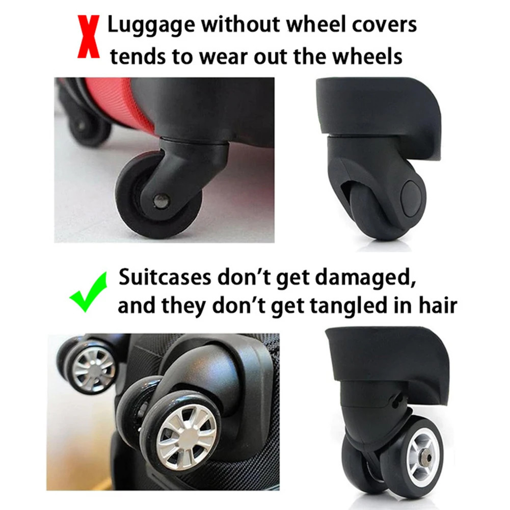 8pcs Universal Luggage Suitcase Wheels Silicone Wear Resistant Trolleys Case Caster For Suitcase 250214