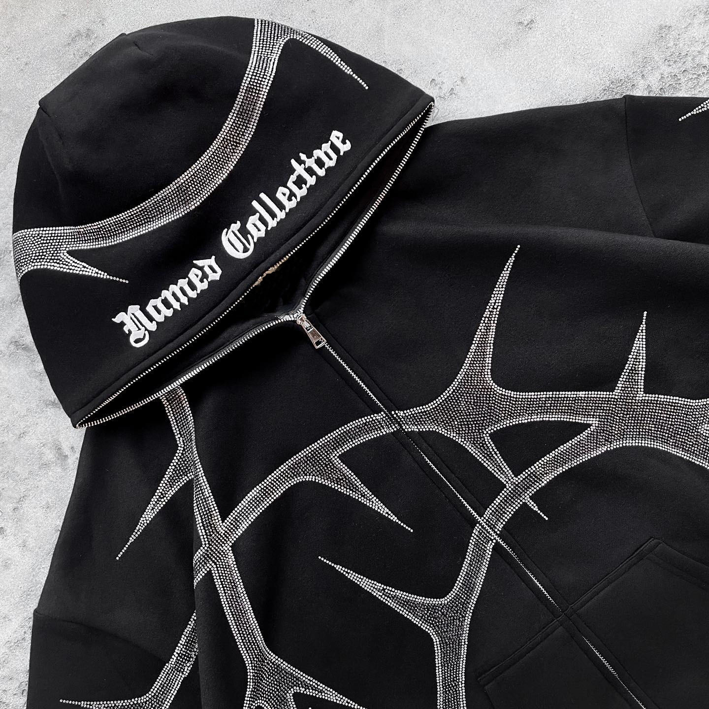 2025S designer printed with hot stamping diamond hooded cardigan full zipper loose fit men and women trendy brand hoodie jacket