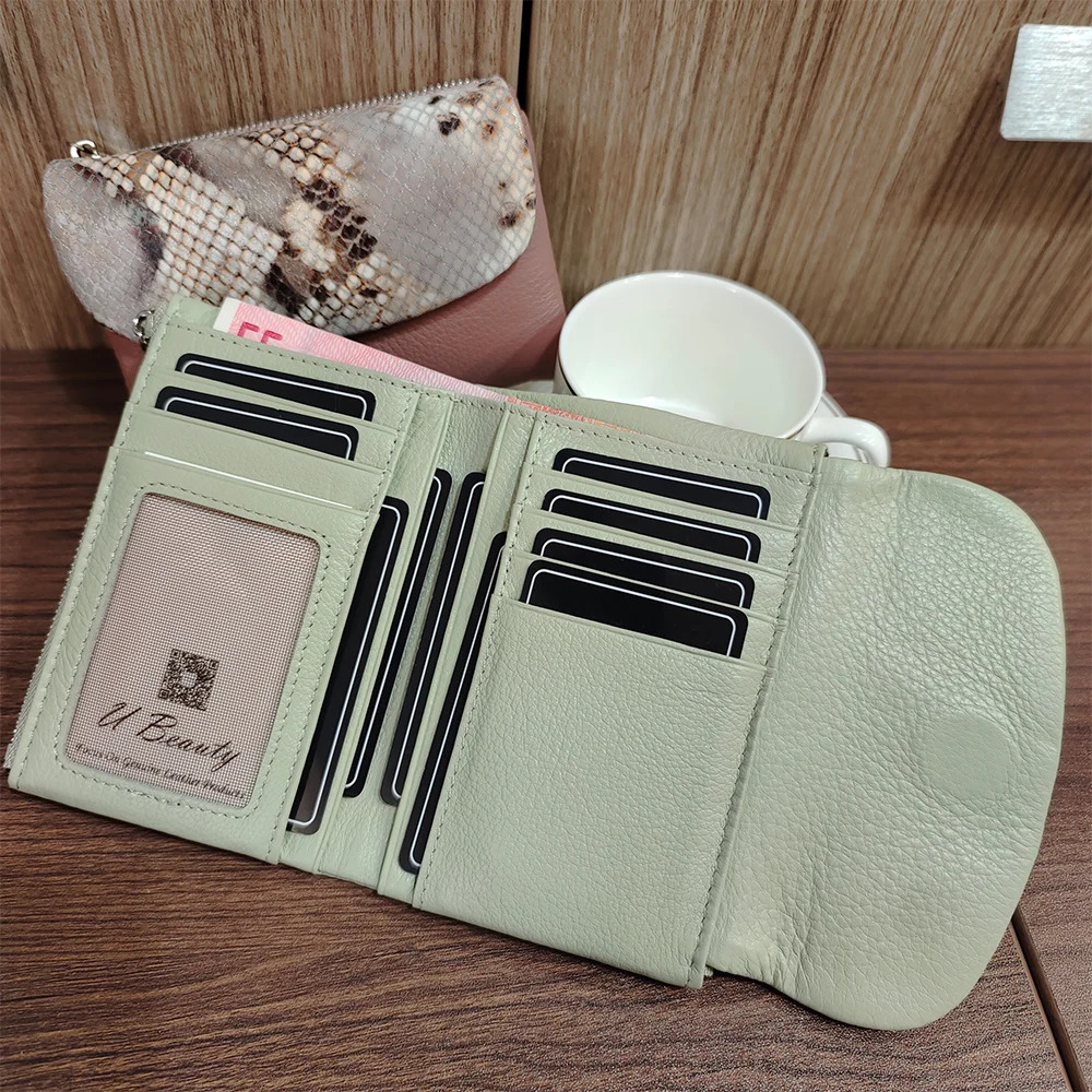 10 Colors Snake Pattern Cow Leather Short Wallet Women Fashion Python Genuine Cowhide Tri-fold Card Holder Purse Ladies 250207