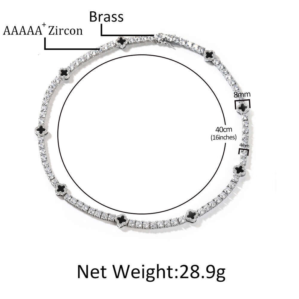 Ins style clover dia studded tennis necklace for women, exquisite and high-end collarbone chain accessories, summer new products