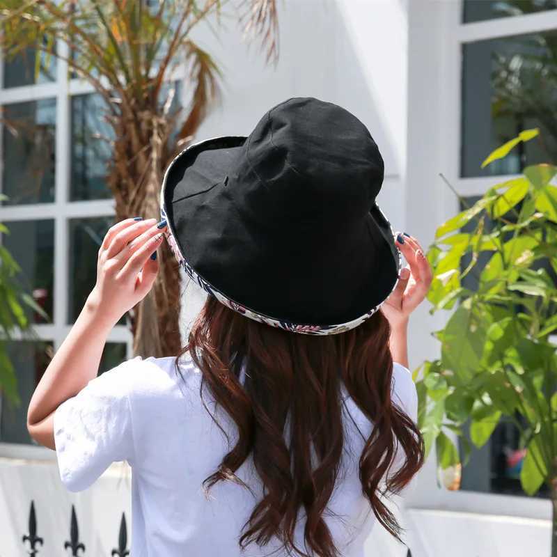 Womens Bucket Hat Double-sided Fisherman Hat Fashion All-atch Four Seasons Hat Big Brim Sun Visor Womens Panam Basin Cap K34 W250217