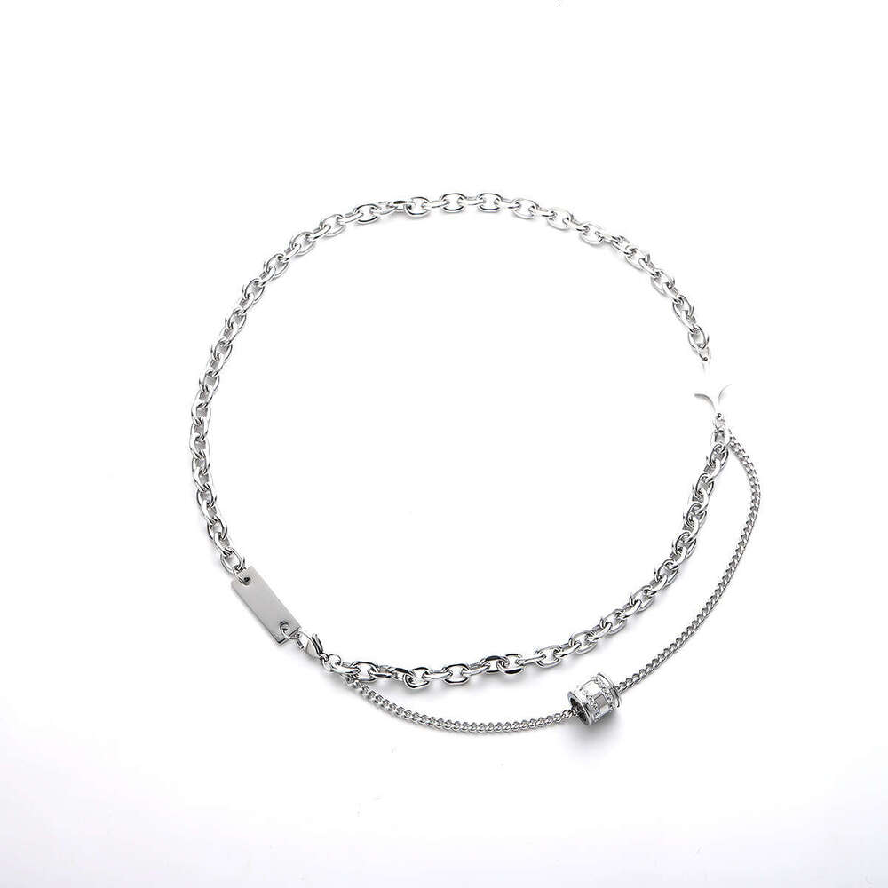 Transport bead pendant, double-layer stacked necklace, men's new niche design, simple exquisite, versatile and high-end collarbone chain