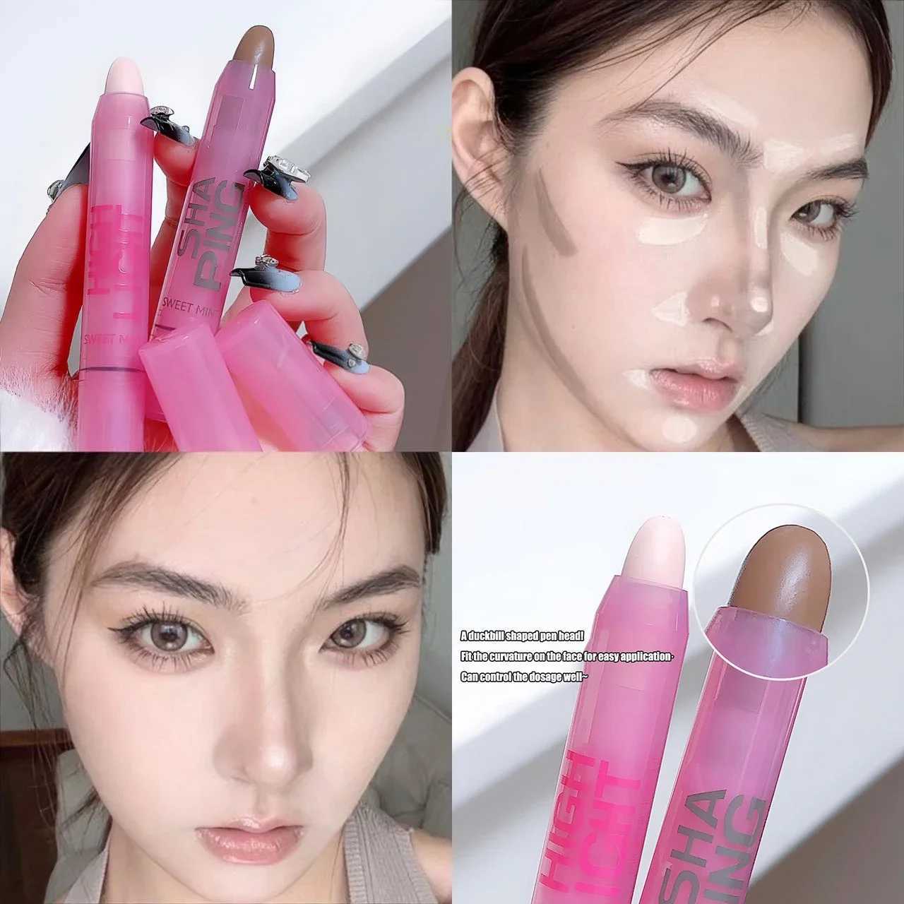 3D Facial Shaping Contour Pen Cream Makeup Highlight Stick High Gloss Brightening Natural Nose Shadow Repair Facial FlatnessW250217
