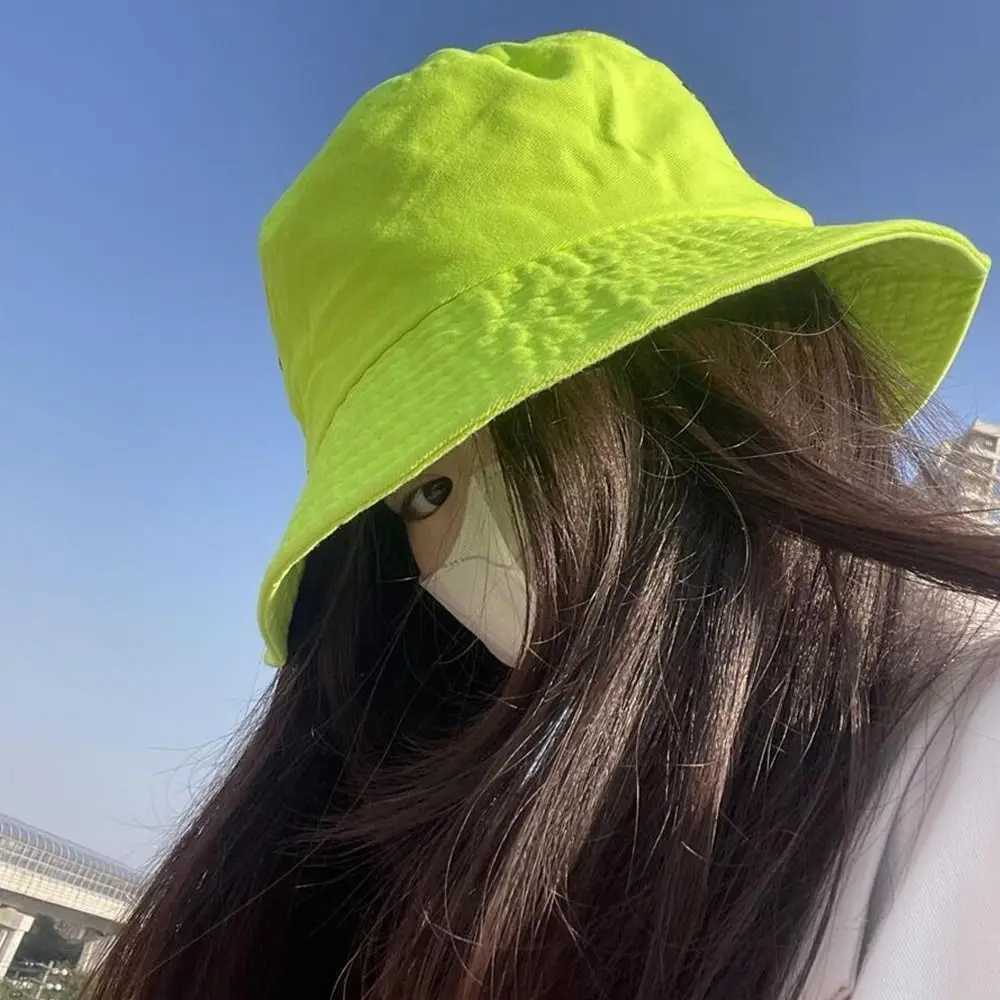 UV Protection Bucket Hat Summer Fluorescent Color Foldable Beach Cap Wide Brim Breathable Sunshade Hat Men Women W250217