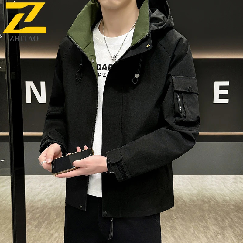 Fashion Mens Casual Windbreaker Jackets Hooded Jacket Man Waterproof Outdoor Soft Shell Autumn Coat Clothing Warm Work Clothes 250210