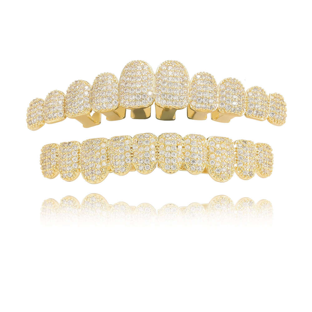 10 Teeth Full Dia Irregular Gold HIPHOP Men's Super Flash Hip Hop Tooth Set Accessories Halloween