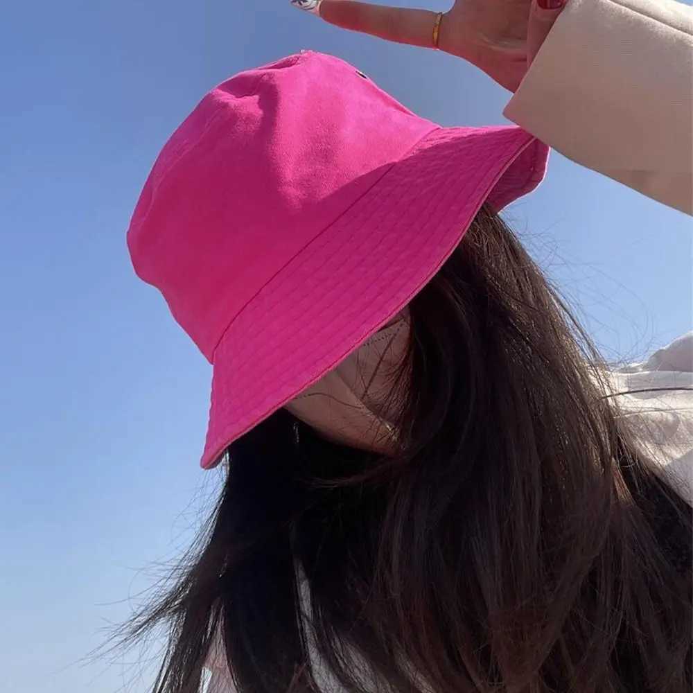 UV Protection Bucket Hat Summer Fluorescent Color Foldable Beach Cap Wide Brim Breathable Sunshade Hat Men Women W250217