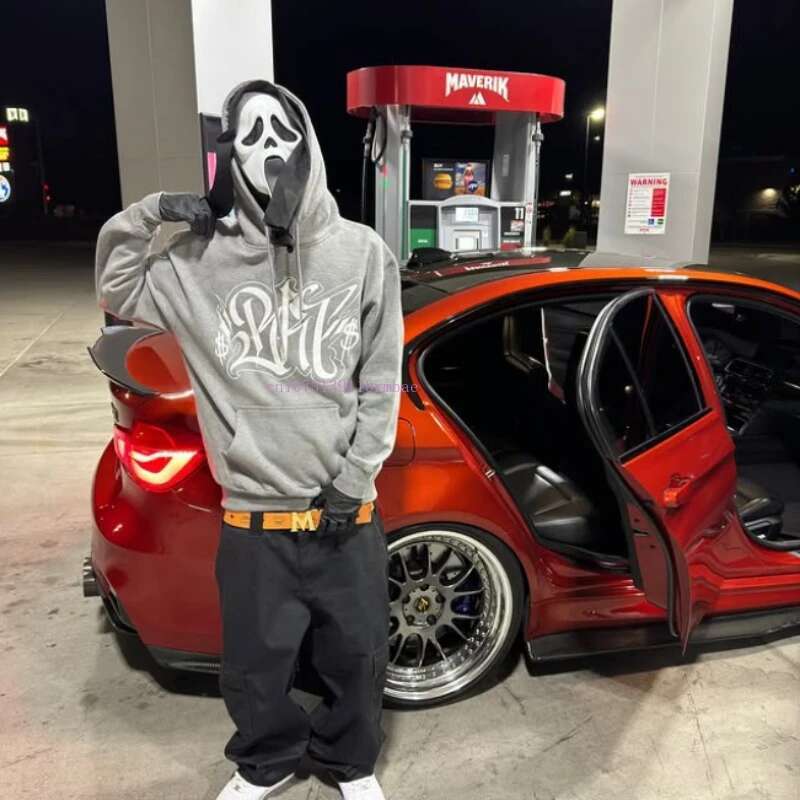 Solid Color Personalized Pullover Men Ins New Black Cotton Net Red Design Prints Loose Sweatshirt Street Thickened Hoodie