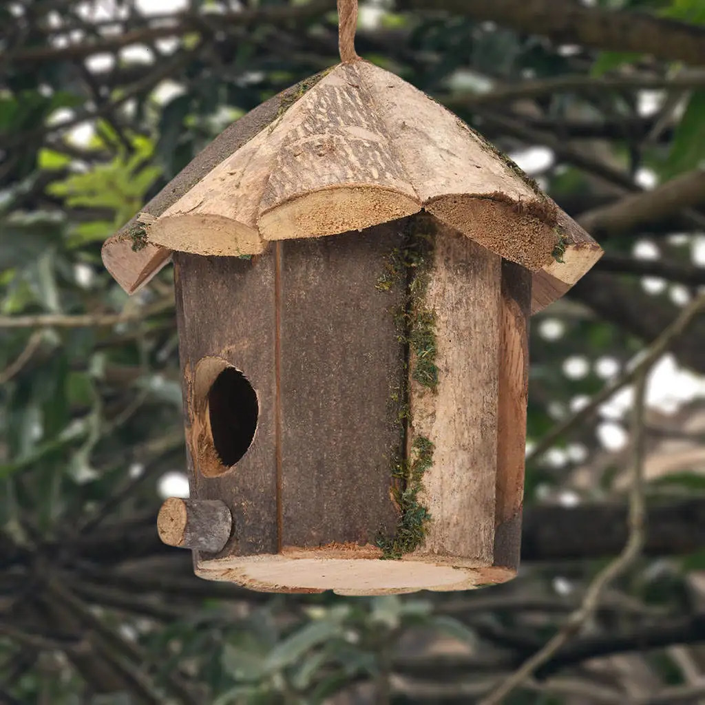 Outside Wooden Bird Nest Natural Decor Bird Hut Hummingbird House for Home Craft Wild Bird Nest Clearance Garden Birdhouse Decor 250206ww